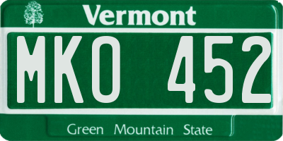 VT license plate MKO452