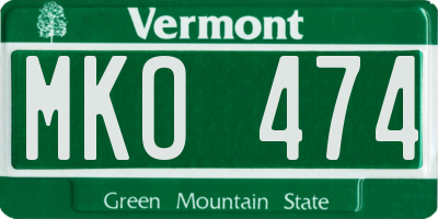 VT license plate MKO474