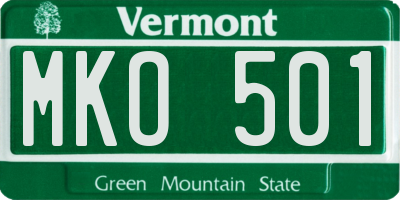 VT license plate MKO501