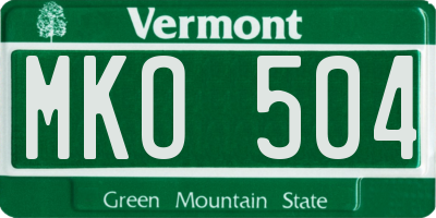 VT license plate MKO504