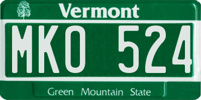 VT license plate MKO524