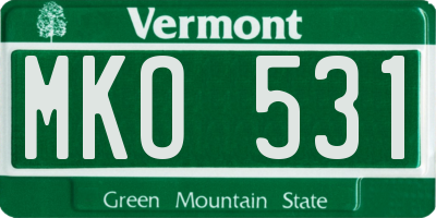 VT license plate MKO531