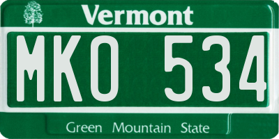 VT license plate MKO534