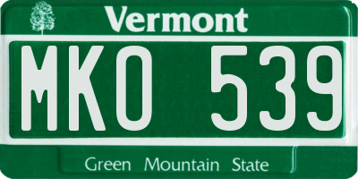 VT license plate MKO539