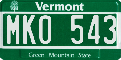 VT license plate MKO543