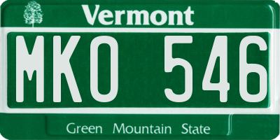 VT license plate MKO546