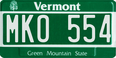 VT license plate MKO554