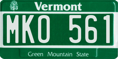 VT license plate MKO561
