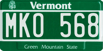VT license plate MKO568
