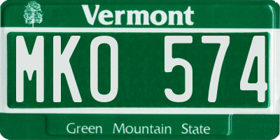 VT license plate MKO574
