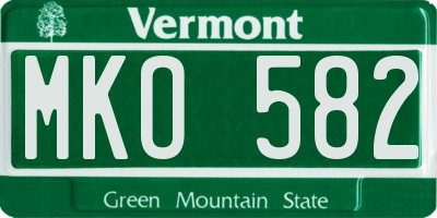 VT license plate MKO582