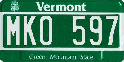 VT license plate MKO597