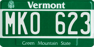 VT license plate MKO623