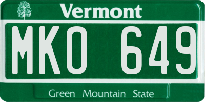 VT license plate MKO649
