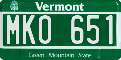 VT license plate MKO651