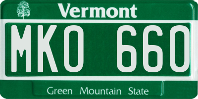 VT license plate MKO660