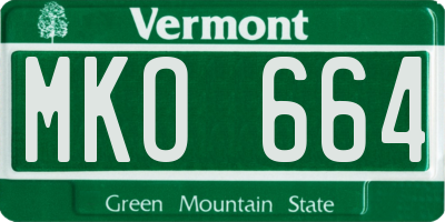 VT license plate MKO664