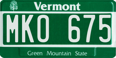 VT license plate MKO675