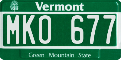 VT license plate MKO677