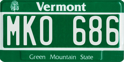 VT license plate MKO686