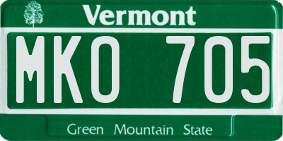 VT license plate MKO705