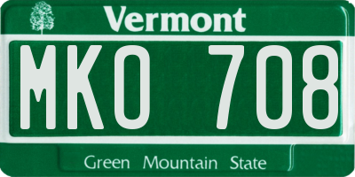 VT license plate MKO708