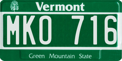 VT license plate MKO716