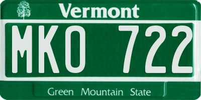 VT license plate MKO722