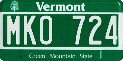 VT license plate MKO724