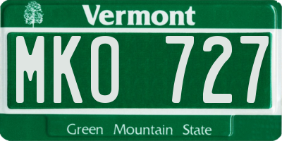 VT license plate MKO727