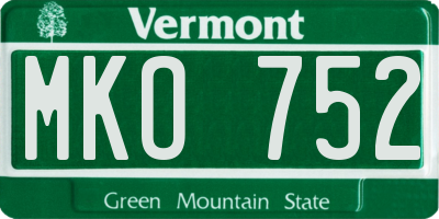 VT license plate MKO752