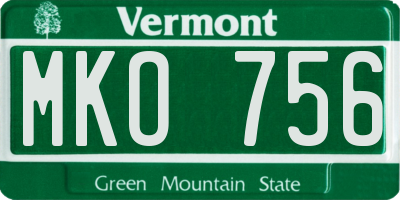 VT license plate MKO756