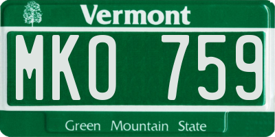 VT license plate MKO759