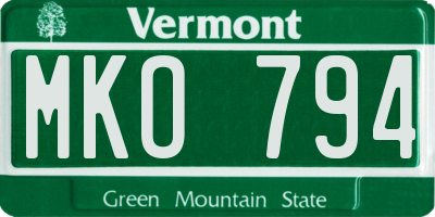 VT license plate MKO794