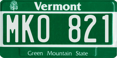 VT license plate MKO821