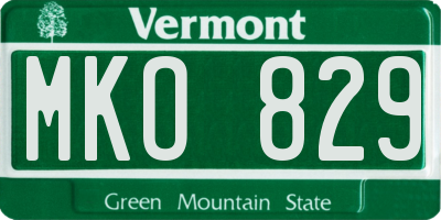 VT license plate MKO829