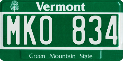 VT license plate MKO834