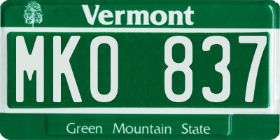 VT license plate MKO837