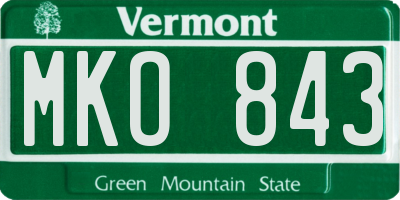 VT license plate MKO843