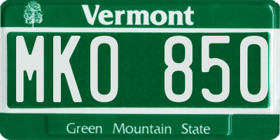 VT license plate MKO850