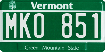 VT license plate MKO851