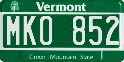 VT license plate MKO852