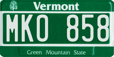 VT license plate MKO858