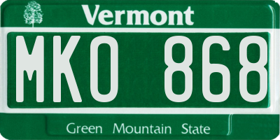 VT license plate MKO868