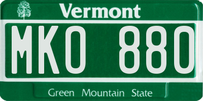 VT license plate MKO880