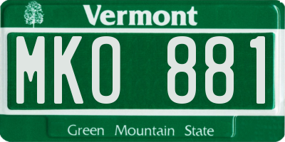 VT license plate MKO881