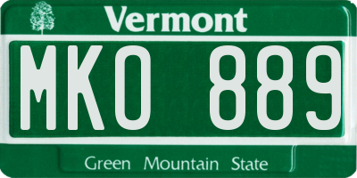 VT license plate MKO889