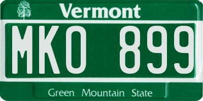 VT license plate MKO899