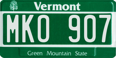 VT license plate MKO907