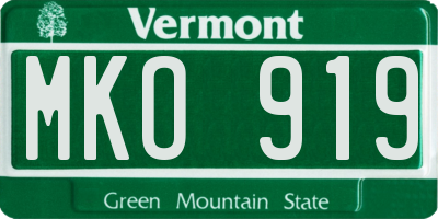 VT license plate MKO919